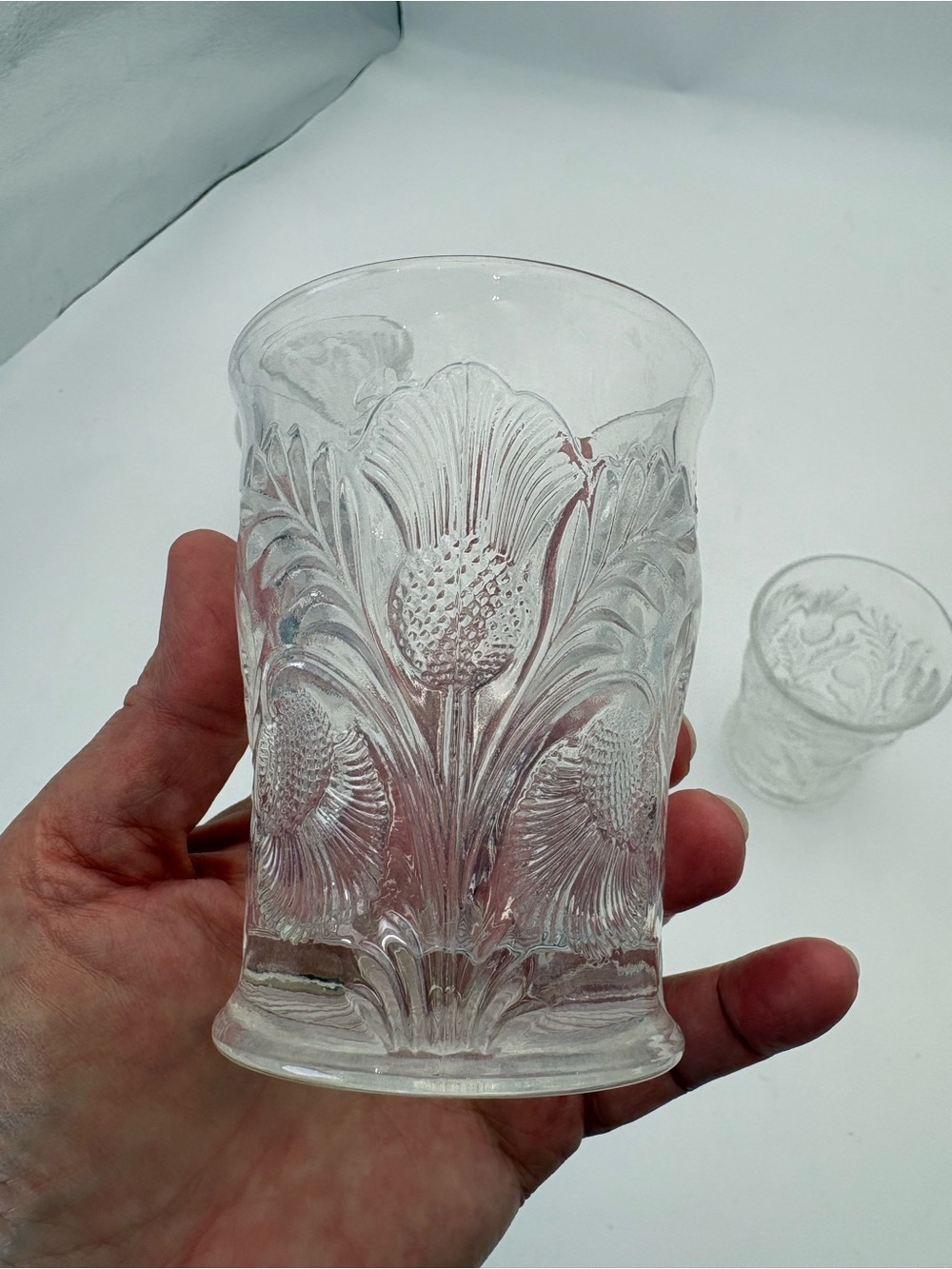 Gorgeous Vintage Mosser Inverted Thistle Clear Glass Tumbler